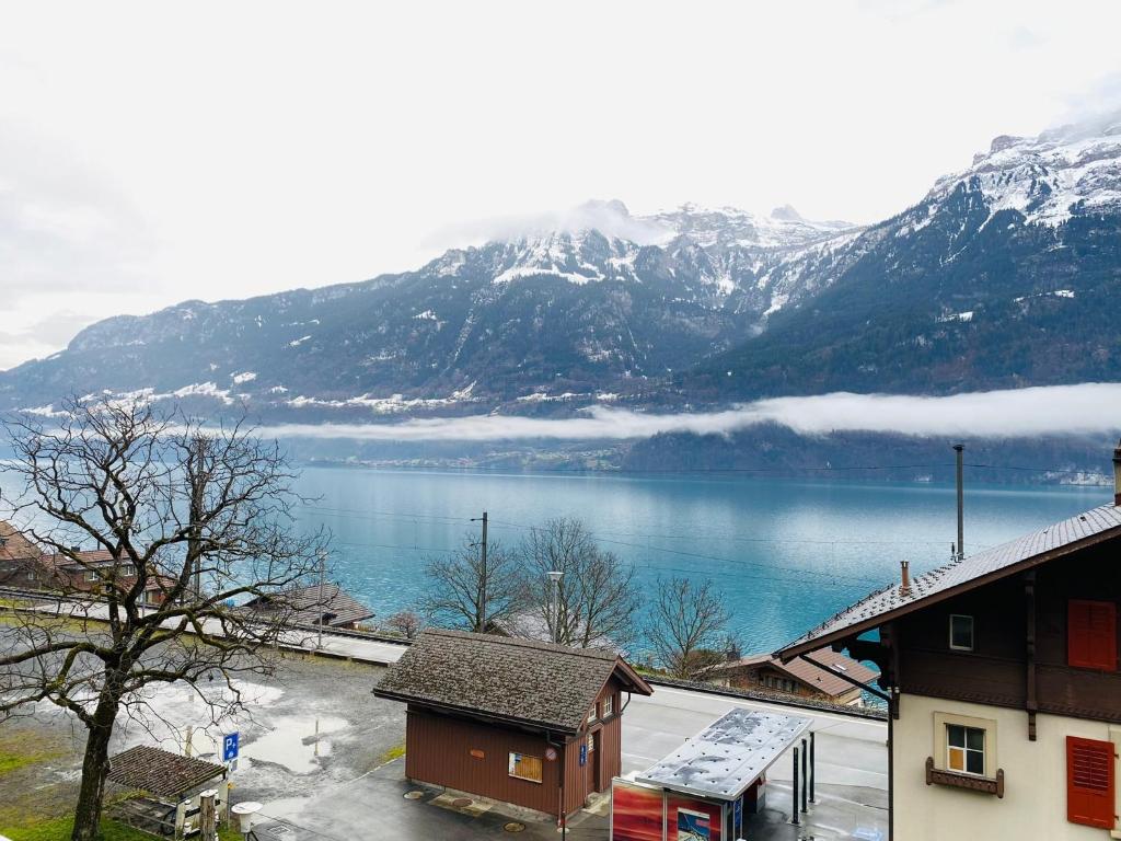 a view of a large body of water with mountains at LakeSide Villa - 18 in Niederried