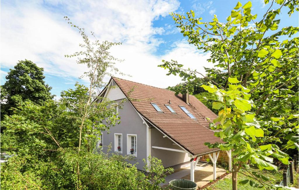 Casa blanca con techo rojo en Pet Friendly Home In Hirtenberg With Kitchen, en Hirtenberg
