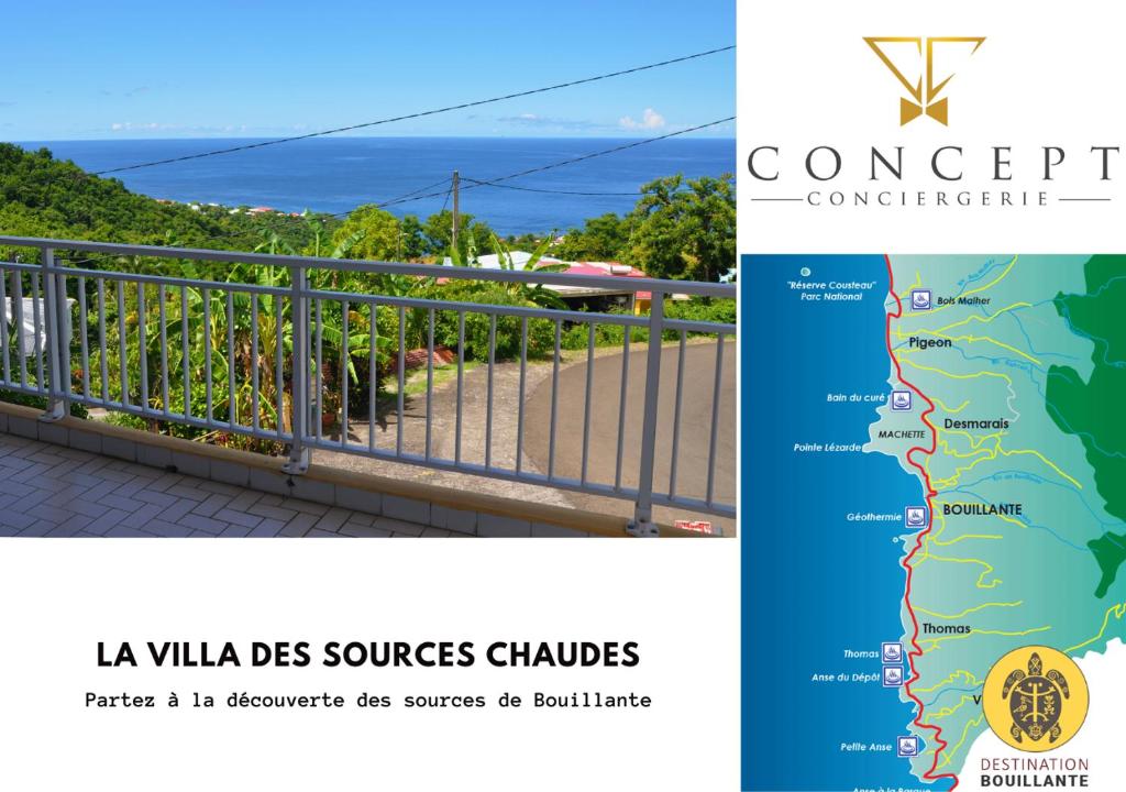 a map of la villa des sources chanches and a map of the province at Villa Des Sources Chaudes in Bouillante