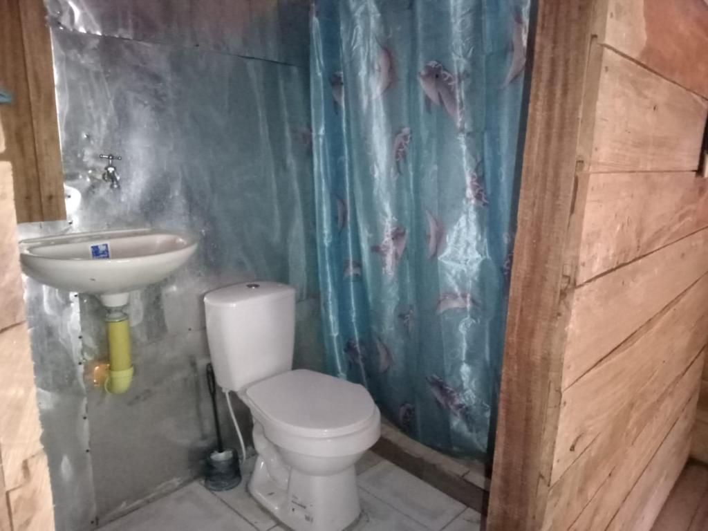 ein Bad mit einem WC und einem Waschbecken in der Unterkunft HOSPEDAJE DOÑA NEL in El Valle