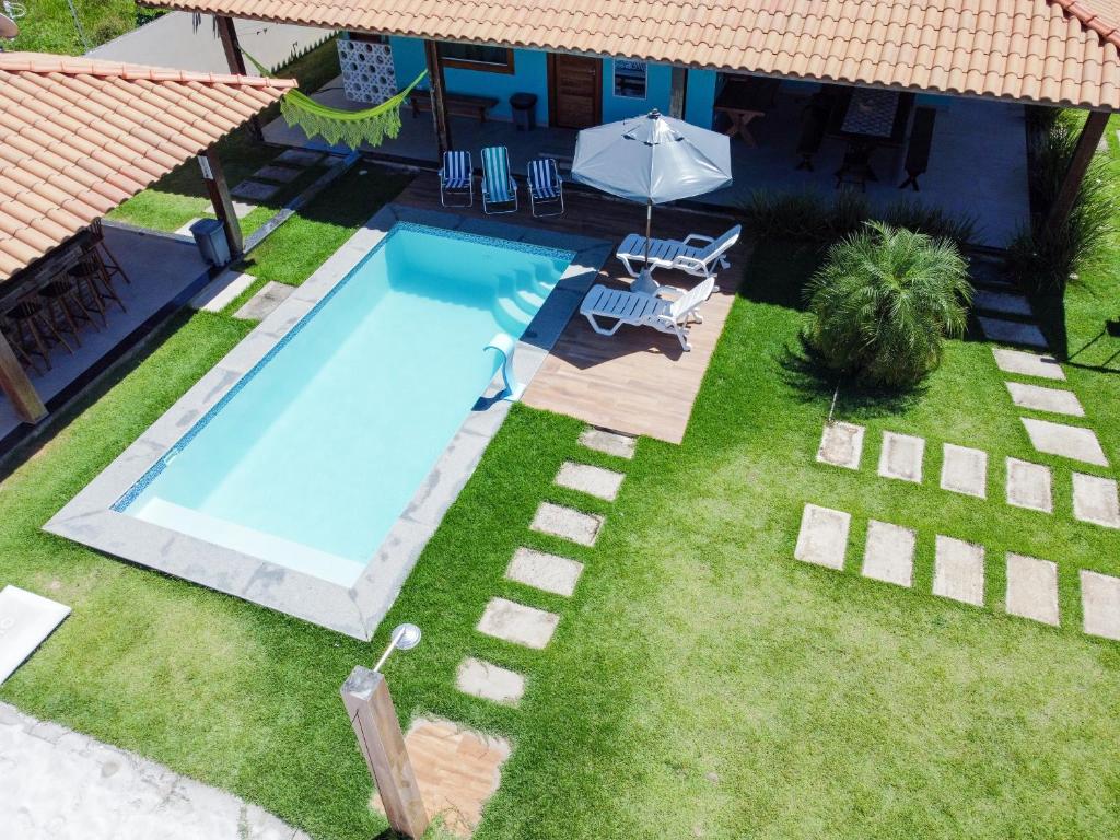 an overhead view of a swimming pool in a yard at Casa Beach - Villa Maia Beach São Miguel dos Milagres in São Miguel dos Milagres