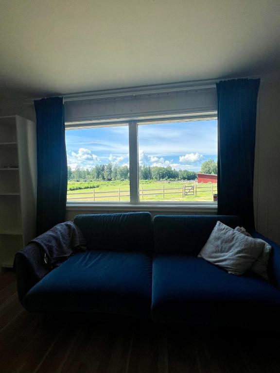Posezení v ubytování Idylliskt hus med sjöutsikt.