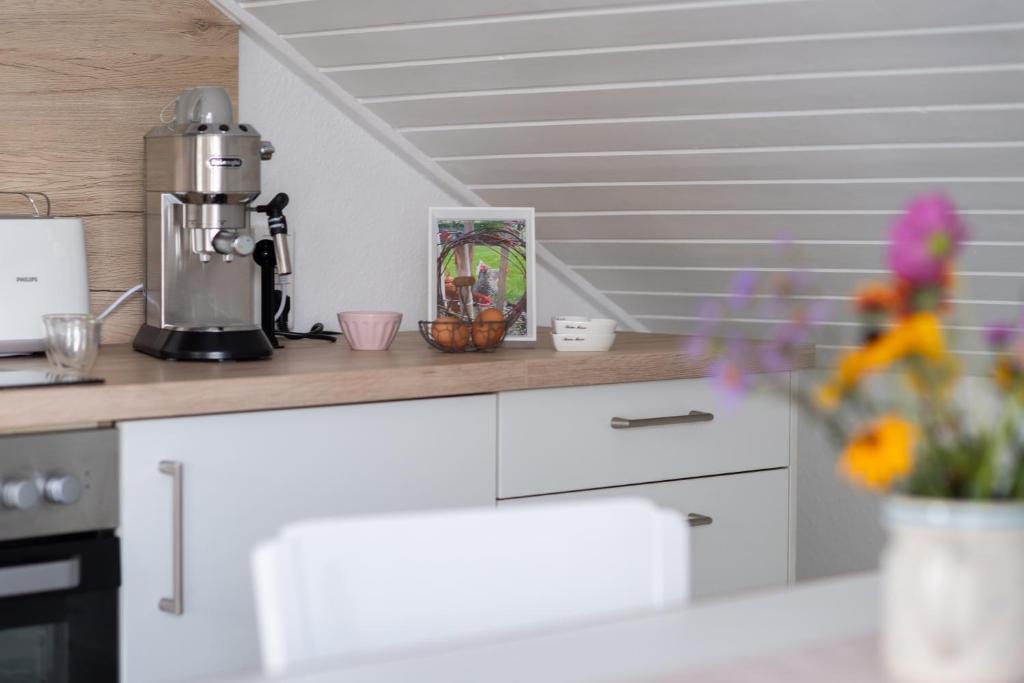 Kuchyň nebo kuchyňský kout v ubytování fuldaliebe - Stadtnahe moderne Ferienwohnung in Fulda