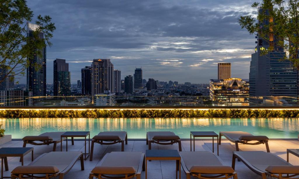 Nespecifikovaný výhled na destinaci Bangkok nebo výhled na město při pohledu z hotelu