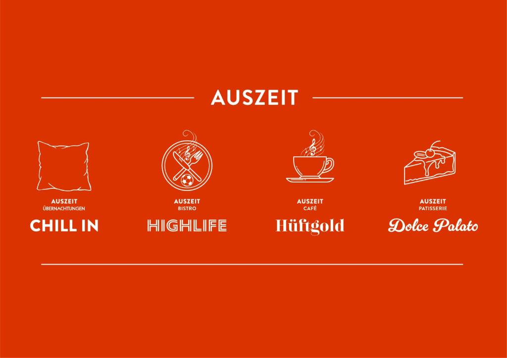 a set of icons for a restaurant with a cup of coffee and cake at Luttingen in Luttingen