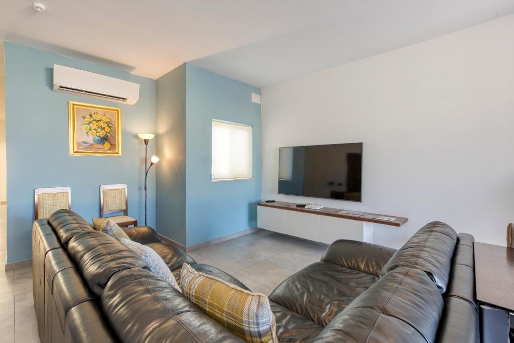 TV a/nebo společenská místnost v ubytování Annitchka Mansions - Penthouse in central Malta