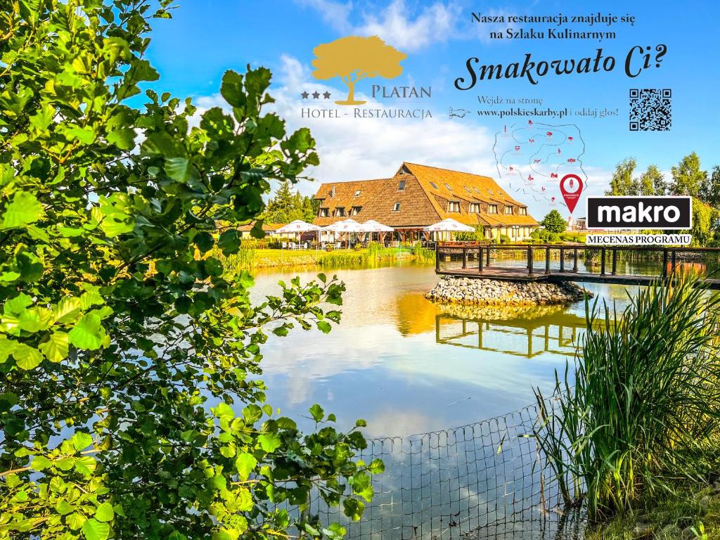 a magazine cover with a picture of a house and a river at Hotel - Restauracja Platan in Sędziszów Małopolski