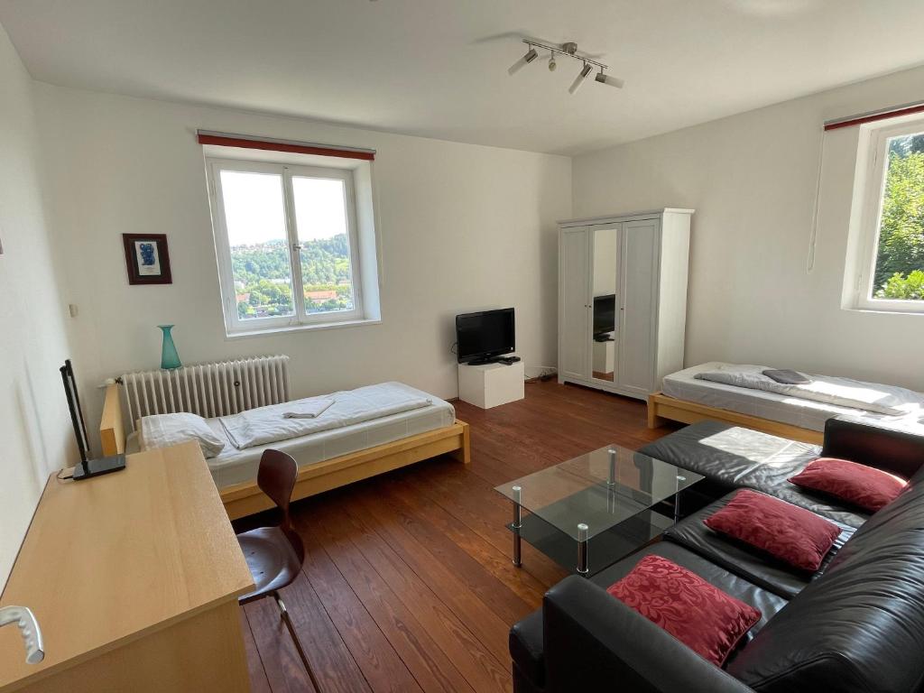 En eller flere senge i et værelse på Ferienwohnung Villa Seiz