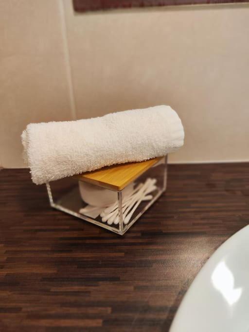 a shelf in a bathroom with a towel at Numéro 6 - Place Nationale - Wifi et Fibre in Montauban