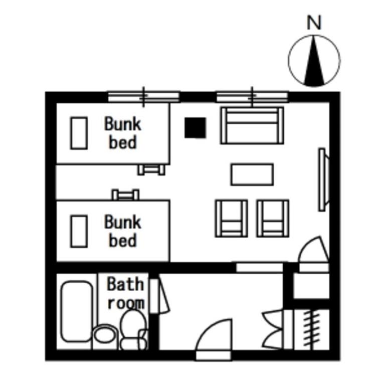 ALPHABED INN Takamatsuekimae - Habitación Cuádruple