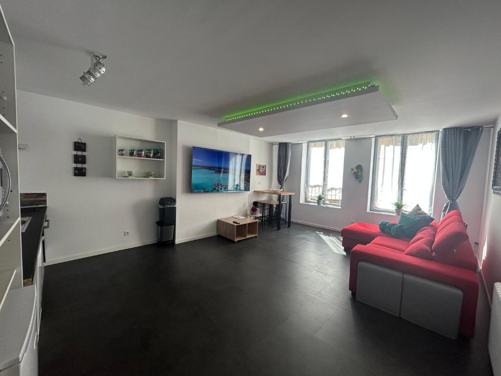 TV a/nebo společenská místnost v ubytování Bel appart stylé avec jacuzzi