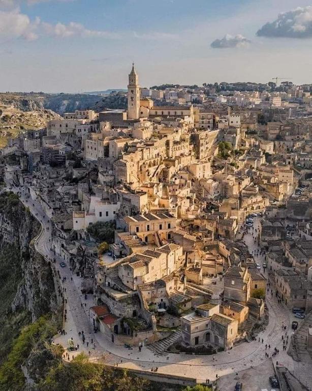 Nespecifikovaný výhled na destinaci Matera nebo výhled na město při pohledu z apartmánu