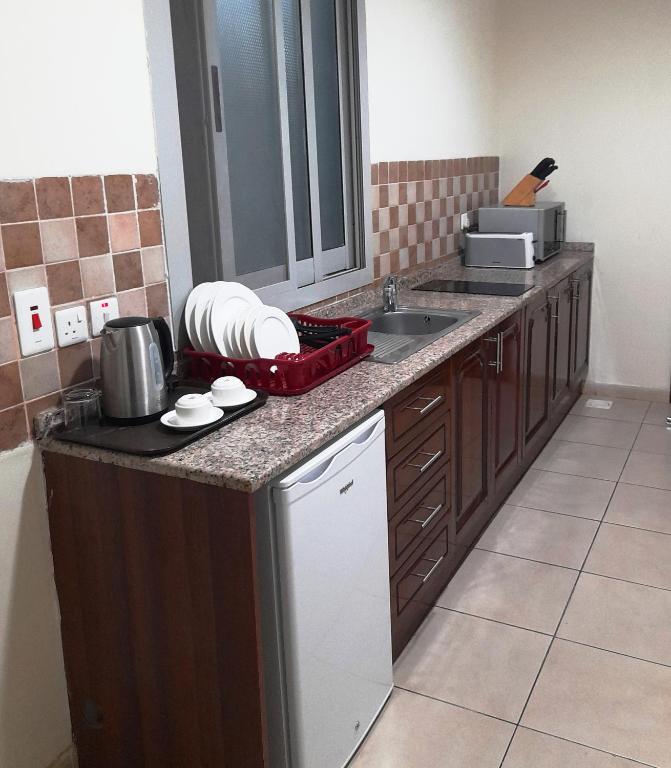Kuchyň nebo kuchyňský kout v ubytování Akas-Inn Hotel Apartment