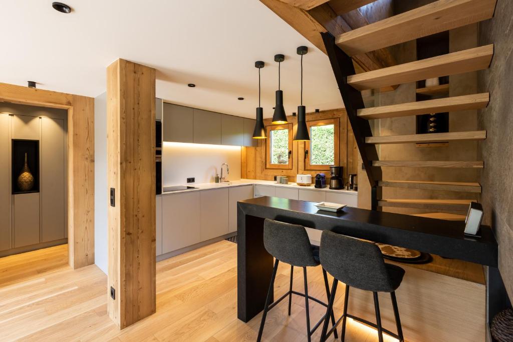 Kuchyň nebo kuchyňský kout v ubytování Megève - Chalet Miage