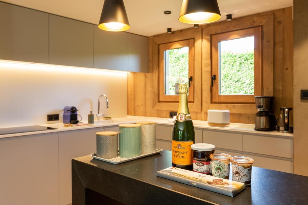 Kuchyň nebo kuchyňský kout v ubytování Megève - Chalet Miage