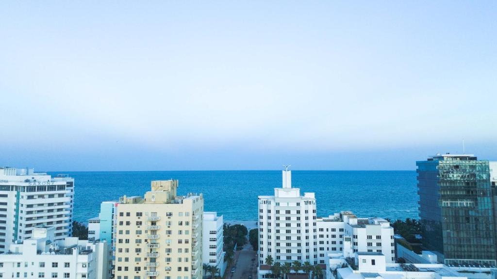 a view of a city with the ocean and buildings at South Beach Bayside in Miami Beach