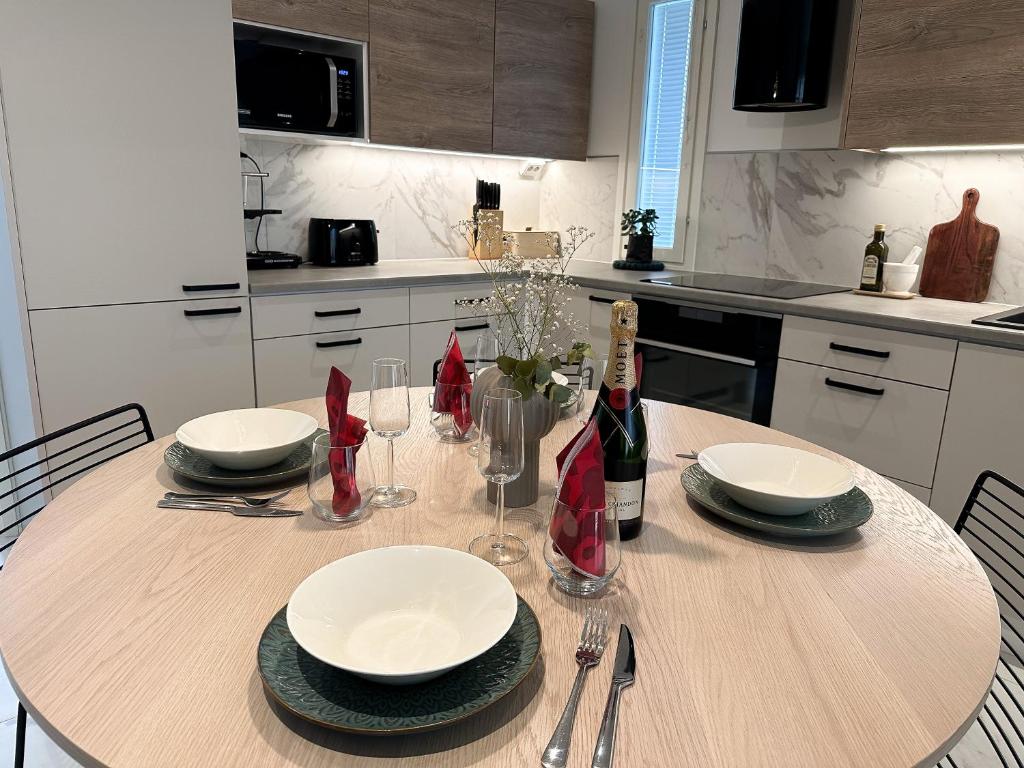 Kuchyň nebo kuchyňský kout v ubytování Snow Heaven Suites