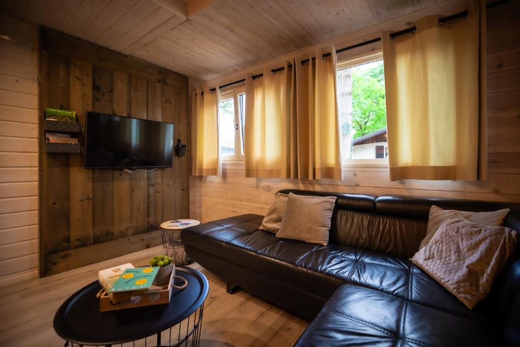 TV a/nebo společenská místnost v ubytování Chalet de bosuil