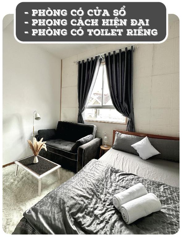 Postel nebo postele na pokoji v ubytování Silence House Dalat ATP