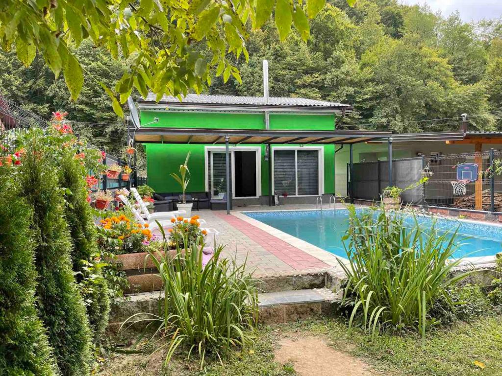 ZolaćiにあるHoliday cottage-vakantiehuis-vikendicaの庭にスイミングプールがある家