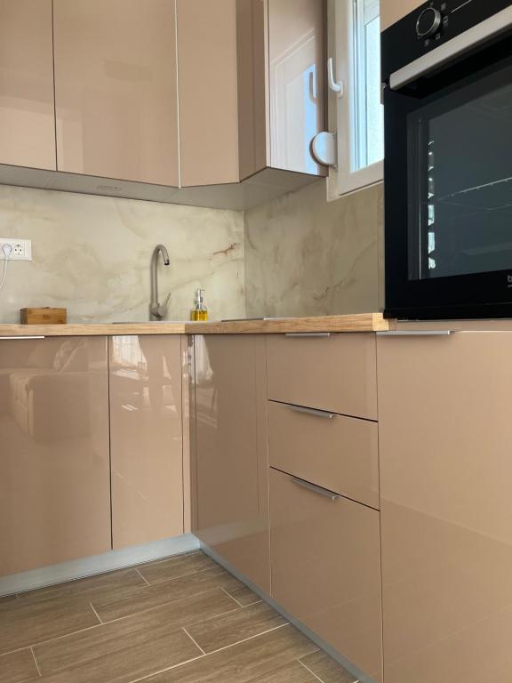 Kuchyň nebo kuchyňský kout v ubytování Apartments HAS