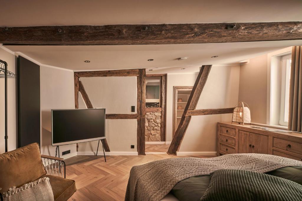 TV a/nebo společenská místnost v ubytování Loft 1540 - Boutique Ferienwohnungen