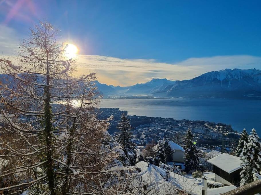 - Vistas a la ciudad en la nieve en Le toit de Chardonne - Entre Alpes et lac Léman en Chardonne