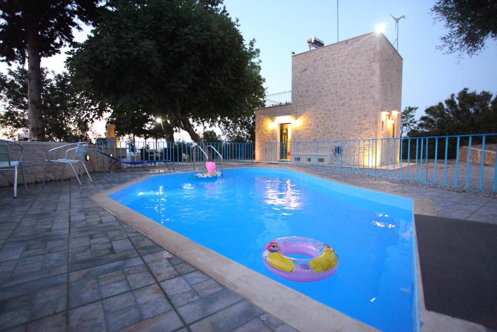 una piscina con un juguete en el agua en Villa Athina, en Argyroupolis