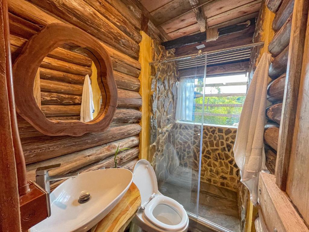 Koupelna v ubytování Cabaña La Martina