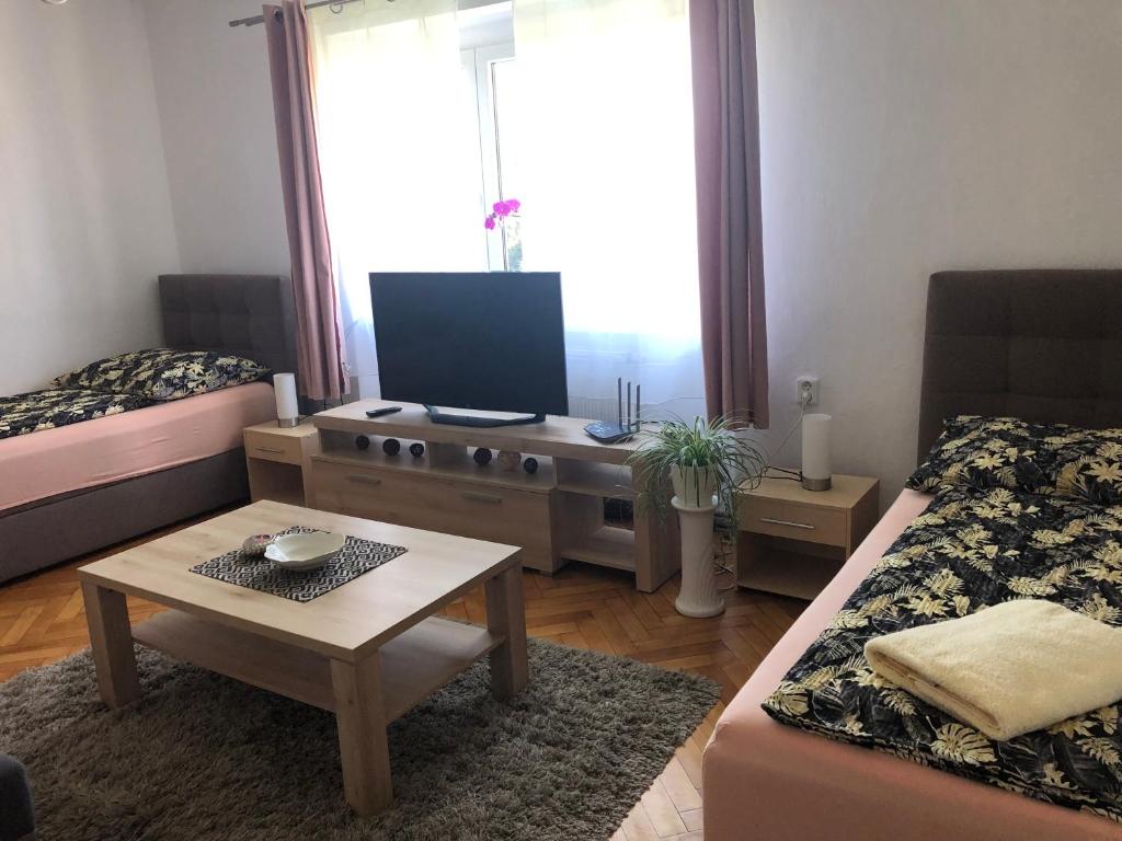 En TV eller et underholdningssystem på Apartmán v Týně nad Vltavou
