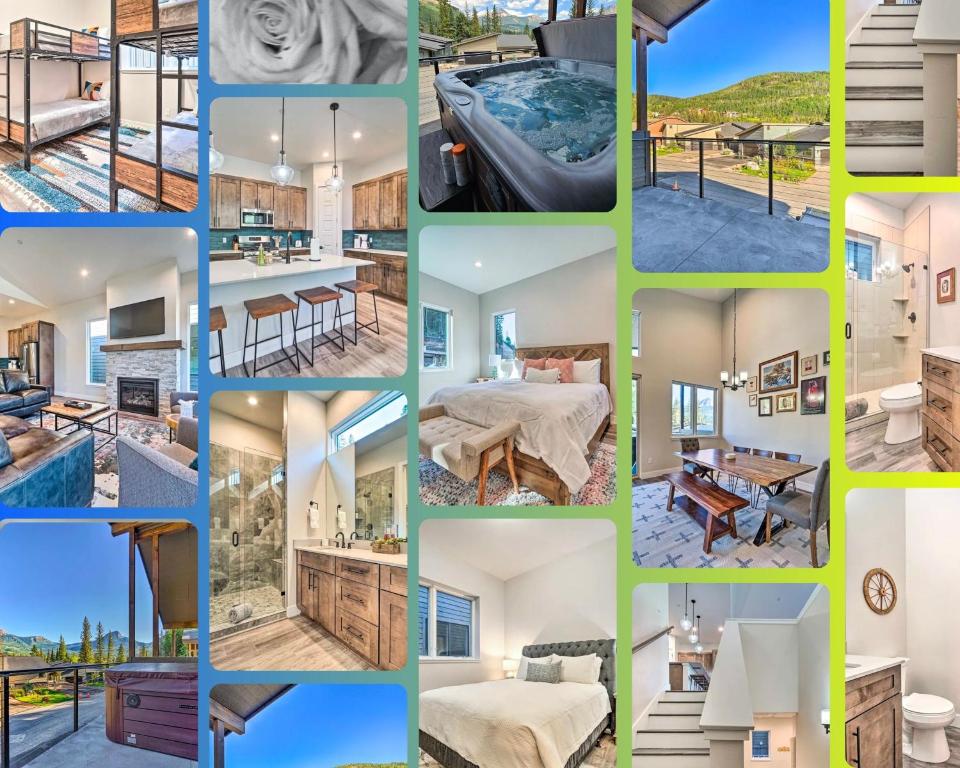 un collage di foto di case di Modern w Best Mtn Views, HotTub, Pool table a Durango