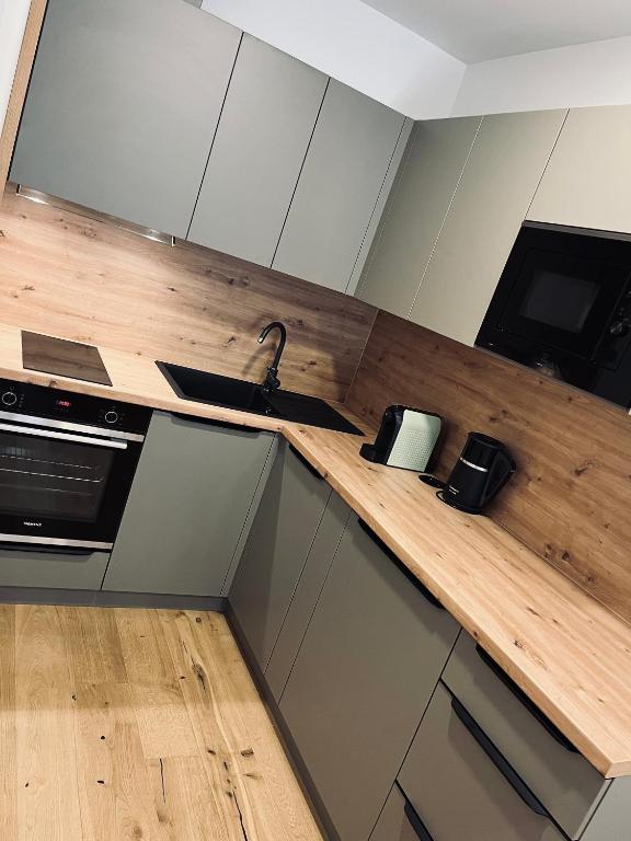 Kuchyň nebo kuchyňský kout v ubytování Stylový apartmán Ski&Bike, Janské Lázně