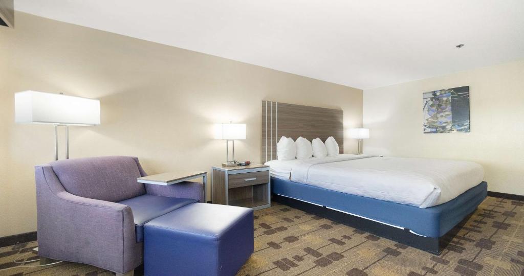 a hotel room with a bed and a chair at Best Western Amador Inn in Jackson