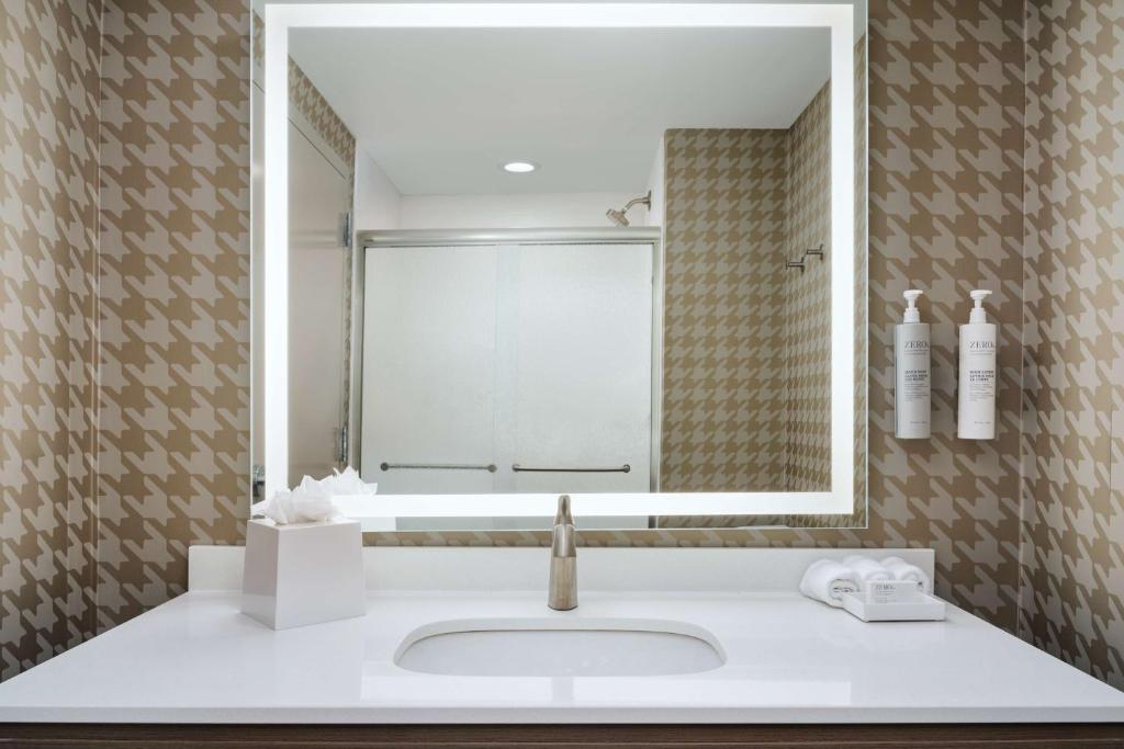 リッチモンドにあるHome2 Suites By Hilton Richmond Glensideの洗面台と鏡のあるバスルーム