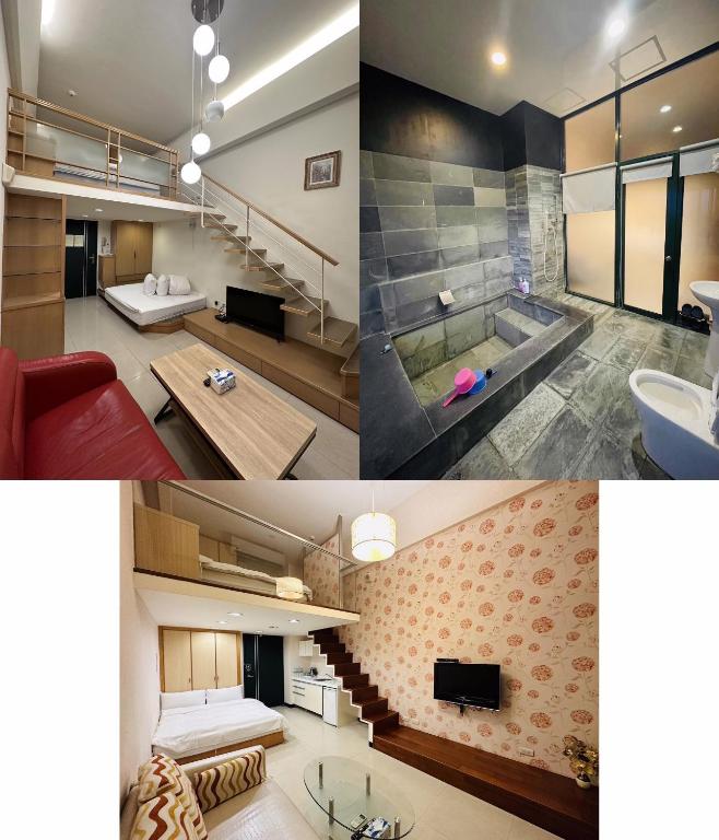 Postel nebo postele na pokoji v ubytování Chiuan Jia Hot Spring House