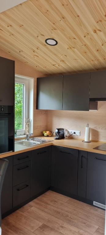 Kuchyň nebo kuchyňský kout v ubytování Waldseechalet Julius - Wemding