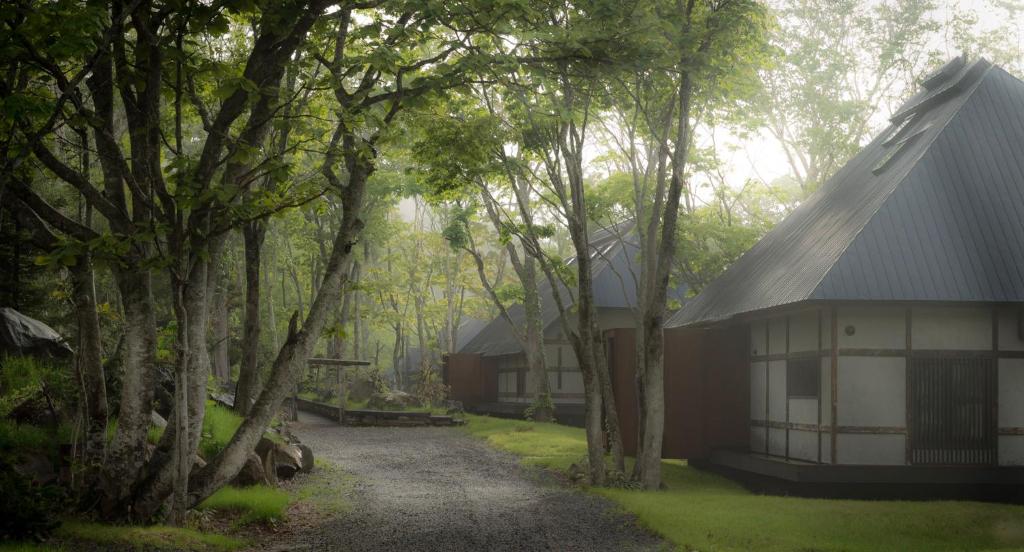 a house in the middle of a forest of trees at SHIGUCHI in Kutchan