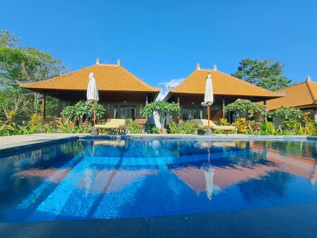 ein Pool vor einem Haus in der Unterkunft Karang Buncing Cottages in Nusa Lembongan