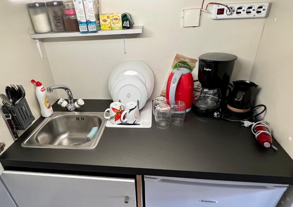 a kitchen counter with a sink and a mixer at Smile studio in Drama