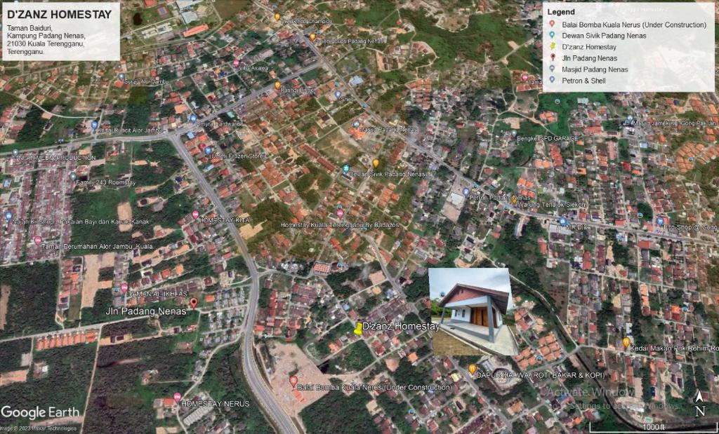 una mappa di una città con molto traffico di Dzanz Homestay a Kampong Pengkalan Maras