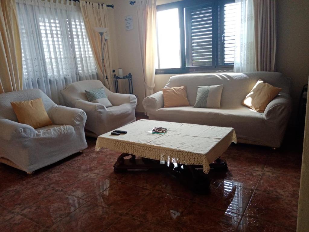 布拉伊塔斯的住宿－LAMI，客厅配有两张沙发和一张咖啡桌