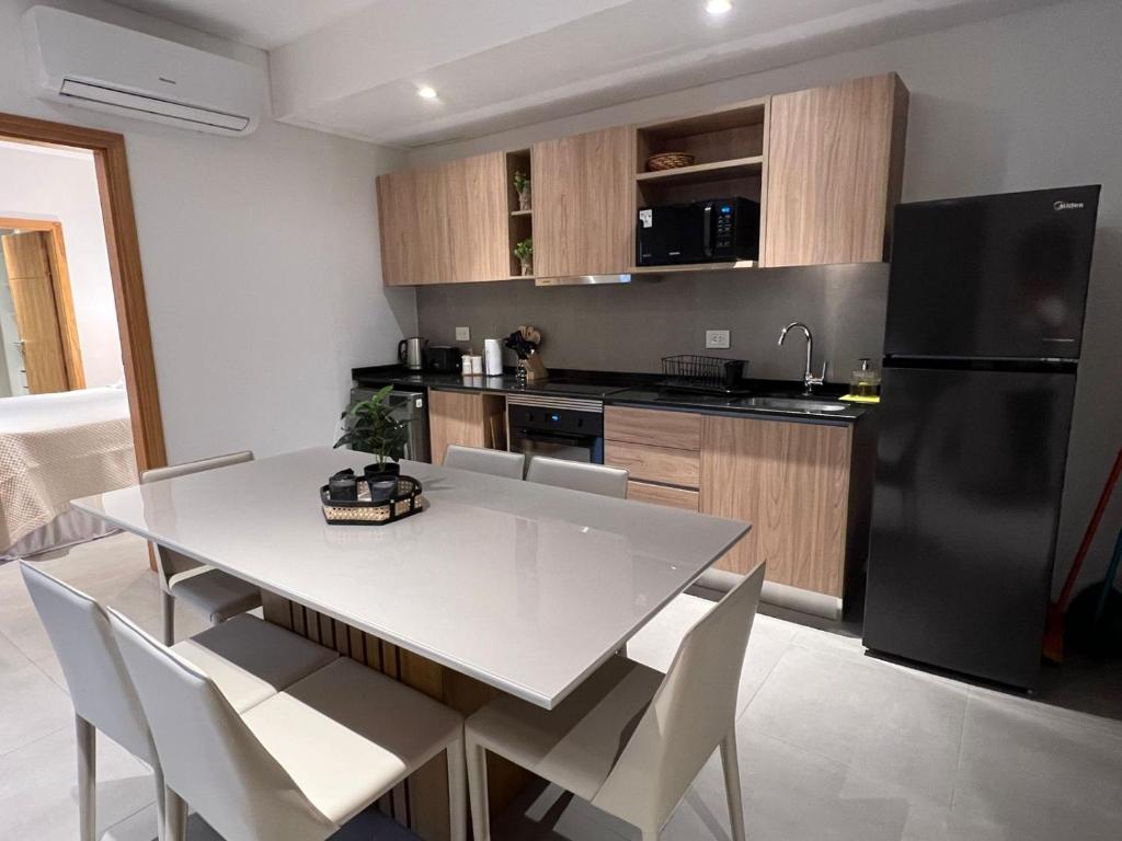 Kuchyň nebo kuchyňský kout v ubytování Gomez de castro apartments