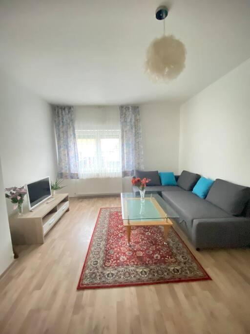 sala de estar con sofá y mesa en Family-friendly House in Vienna's Suburbs!, en Guntramsdorf