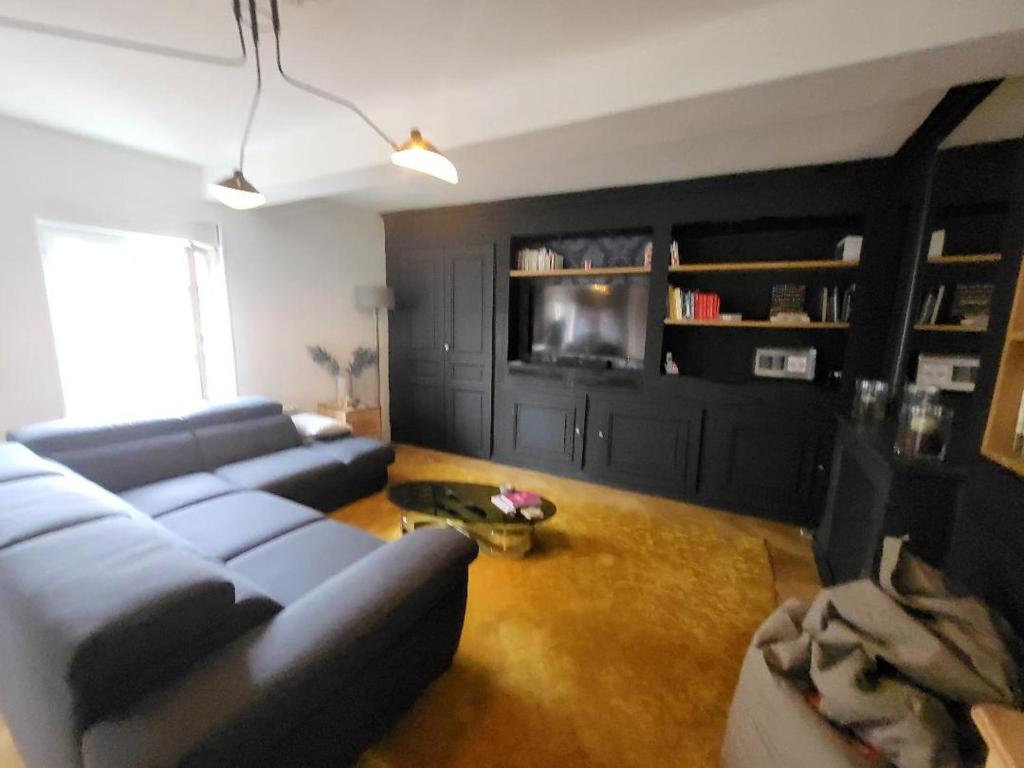 - un salon avec un canapé et une table dans l'établissement Superbe 100 M2, 4 chambres, à Sainte-Foy-lès-Lyon