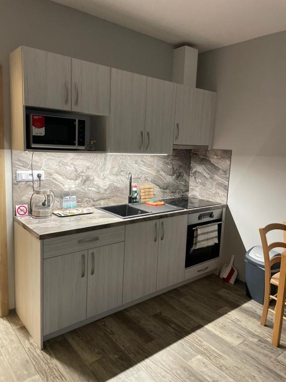 Kuchyň nebo kuchyňský kout v ubytování Apartmány Andělská