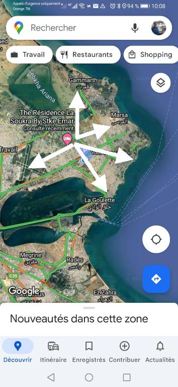 Dar Kmar في تونس: خريطة الساحل فيها سهام مشيرة للمدن