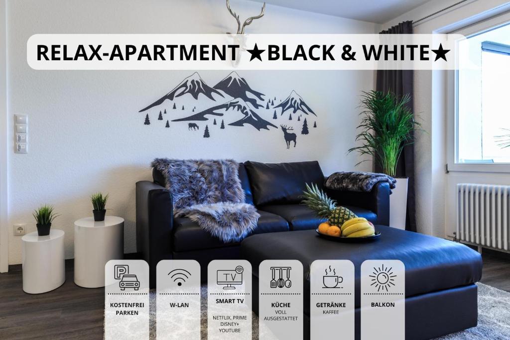 Et sittehjørne på Relax Apartment Black & White