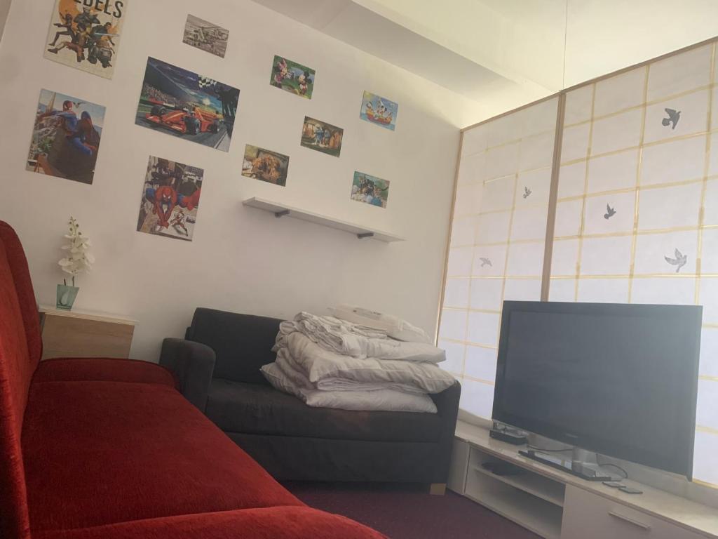 TV a/nebo společenská místnost v ubytování Apartmány Blatec