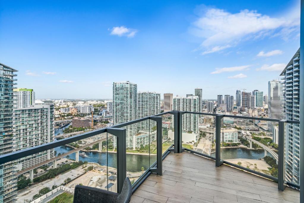 a balcony with a view of a city at EAST Miami in Miami