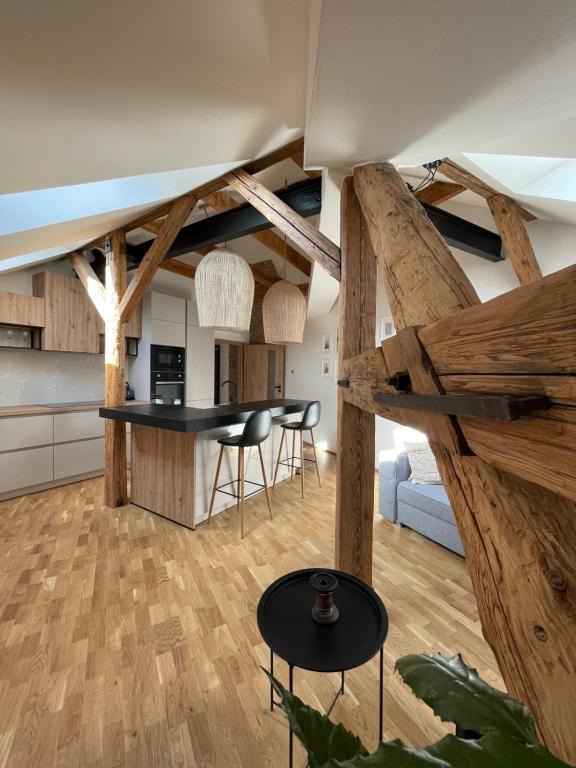 Kuchyň nebo kuchyňský kout v ubytování Apartmány Marienhof